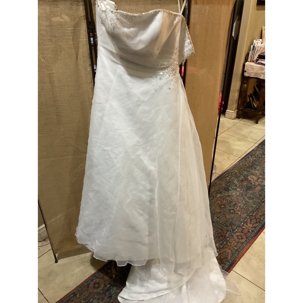 Elegant White‎ Wedding Dress Strapless Beaded Gown Formal Bridal Size 14